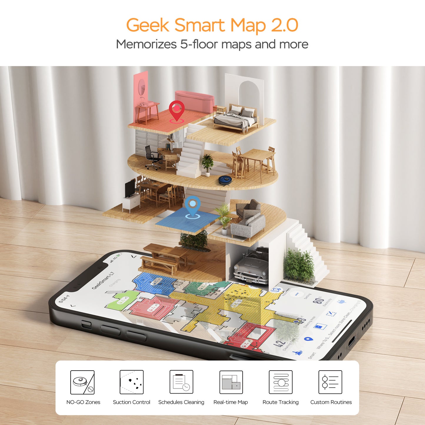 Geek Smart L7 Robot Vacuum Cleaner And Mop;  LDS Navigation